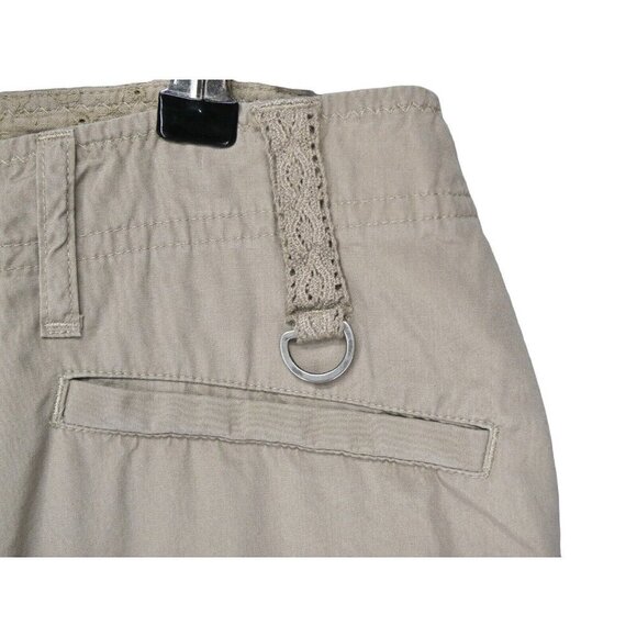 J Jill Pants Size 16 Tan Khaki Beige Cargo Zip pockets Lightweight Cotton Eyelet - Picture 3 of 15